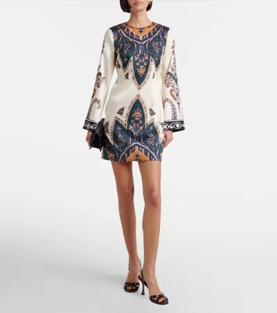 Veronica Beard Cromwell Printed Long-sleeve Mini Dress In Multi