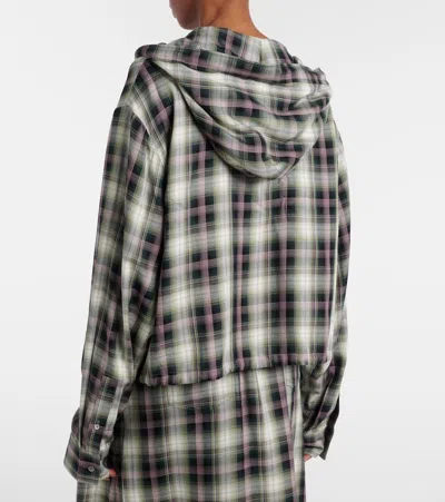 Acne Studios Sip Checked Cropped Overshirt In Multi