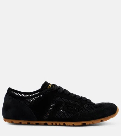 Balmain Racer 45 Suede And Perforated Mesh Sneakers In Multi