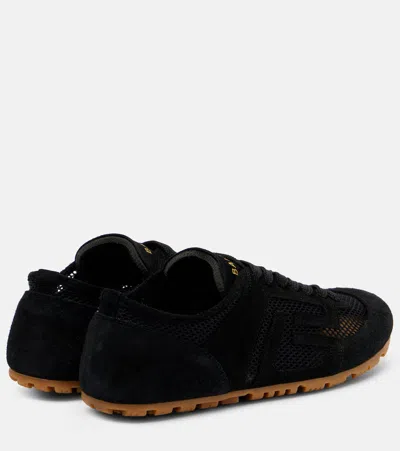 Balmain Racer 45 Suede And Perforated Mesh Sneakers In Multi
