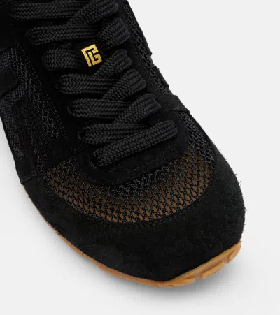 Balmain Racer 45 Suede And Perforated Mesh Sneakers In Multi