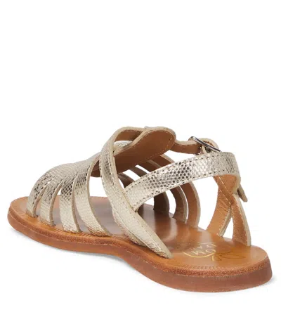 Pom D'api Plagette Strap Metallic Leather Sandals In Silver