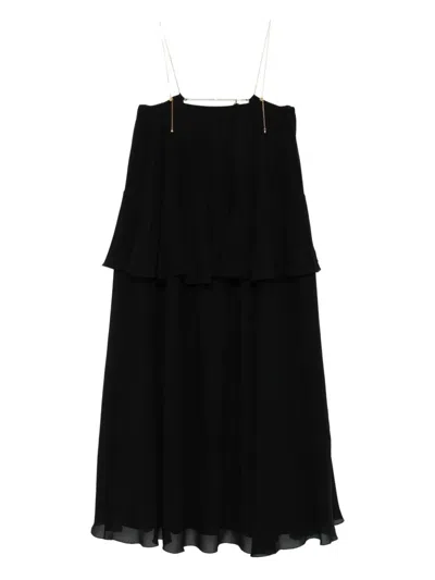 Chloé Open-back Embellished Tiered Silk-georgette Maxi Dress In Black