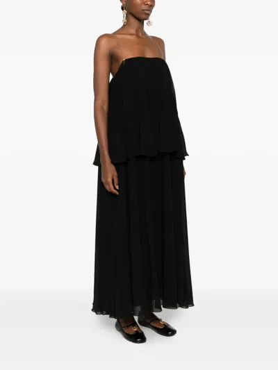 Chloé Open-back Embellished Tiered Silk-georgette Maxi Dress In Black