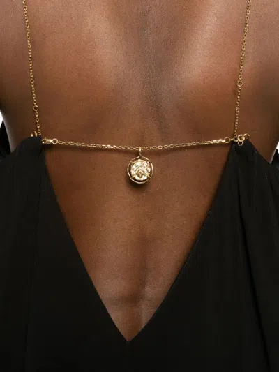 Chloé Open-back Embellished Tiered Silk-georgette Maxi Dress In Black