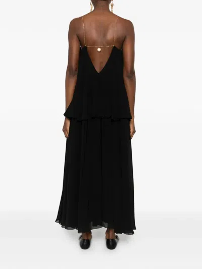 Chloé Open-back Embellished Tiered Silk-georgette Maxi Dress In Black