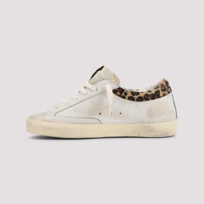 Golden Goose Super Star Leather Upper Horsy Leo Printed Collar Suede Star Sneakers White In Neutral