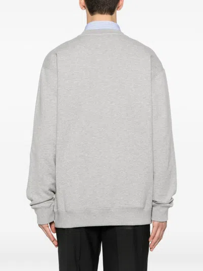 Gucci Men Grey Crewneck Sweatshirt With Logo Detail On The Front In Cotton Man In Gray