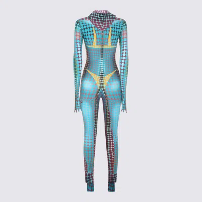 Jean Paul Gaultier Printed Zipper Jumpsuit In Blue