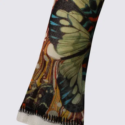 Jean Paul Gaultier Long Sleeve Sheer Butterfly Print Top In Multi
