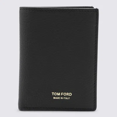 Tom Ford Black Card Holder With Embossed Logo Lettering On The Front In Grained Leather Man
