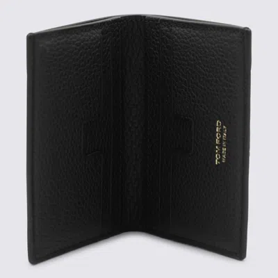 Tom Ford Black Card Holder With Embossed Logo Lettering On The Front In Grained Leather Man