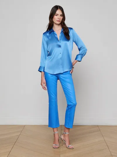 L'agence Dani Three-quarter Sleeve Top In Blue
