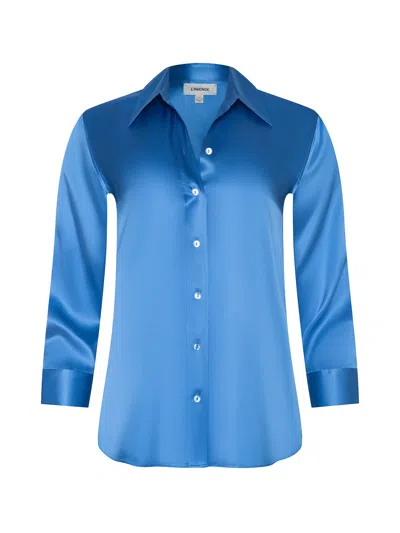 L'agence Dani Three-quarter Sleeve Top In Blue