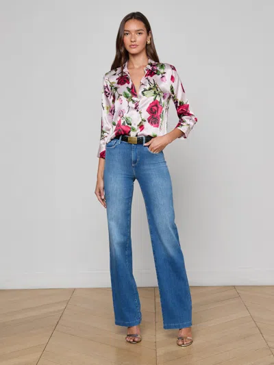 L'agence Dani Silk Blouse In Multi