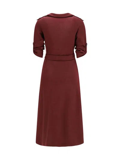 Aftercoat Long Jersey Dress In Burgundy