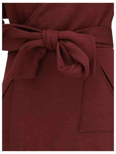 Aftercoat Long Jersey Dress In Burgundy
