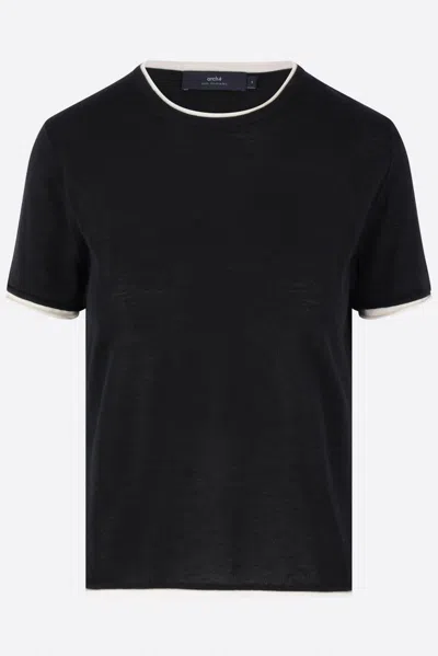 Arch4 Contrasting-edges Short-sleeve T-shirt In Black