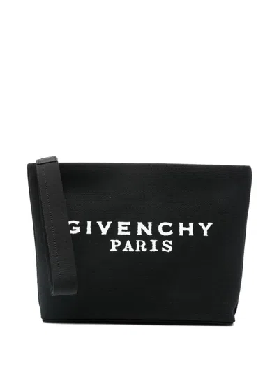 Givenchy Logo Cotton Pouch In Black
