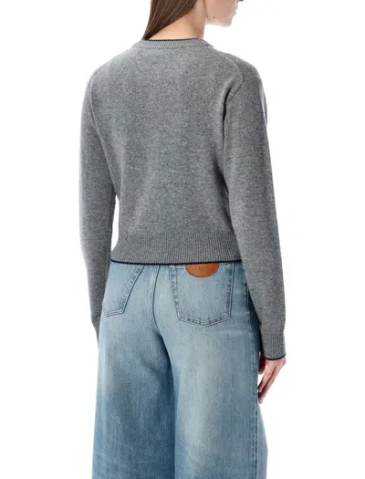 Chloé Wool And Cashmere Cardigan With Logo Knitwear Grey In Gray