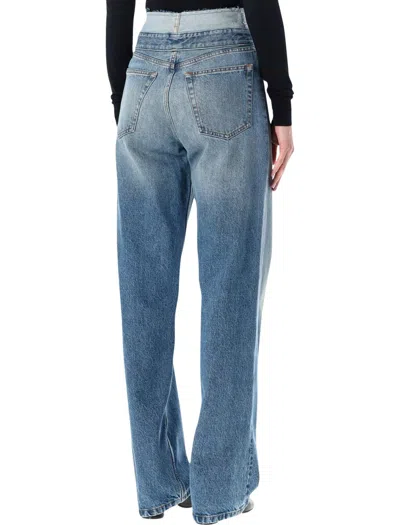 Mm6 Maison Margiela Wide Leg Five Pocket Trousers Waistband In Blue
