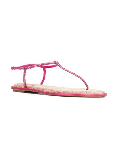 Shop René Caovilla Embellished Flat Sandals - Pink