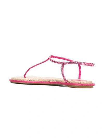 Shop René Caovilla Embellished Flat Sandals - Pink