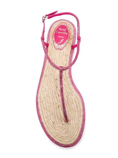 Shop René Caovilla Embellished Flat Sandals - Pink