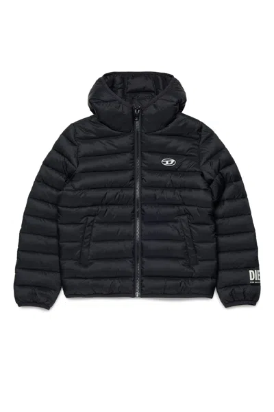 Diesel Kids Jstony Padded Hooded Jacket In Black