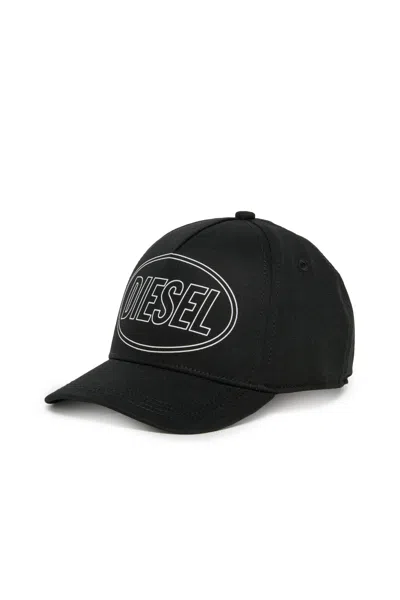 Diesel Logo Visor Baseball Cap In Black