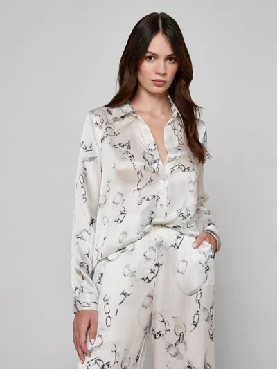 L'agence Tyler Silk Printed Blouse In White