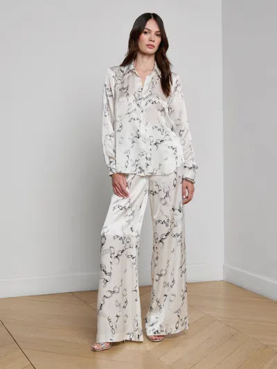 L'agence Tyler Silk Printed Blouse In White