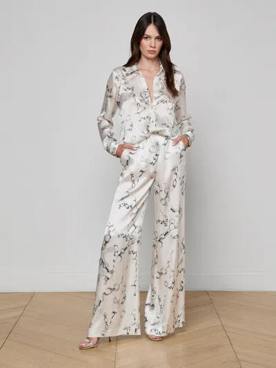 L'agence Tyler Silk Printed Blouse In White