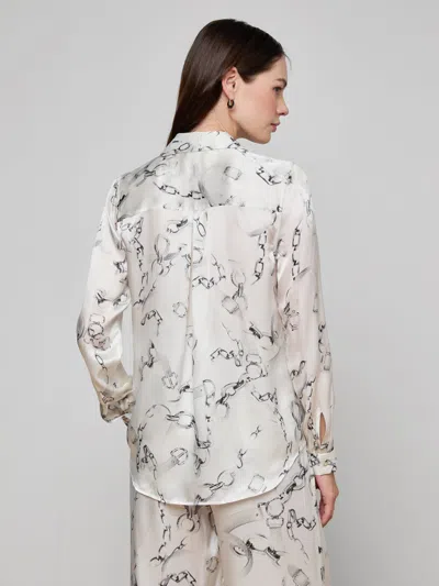 L'agence Tyler Silk Printed Blouse In White
