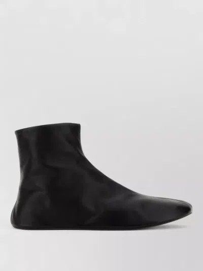 The Row Leather Ankle Boots Lined With Soft Shearling In Black