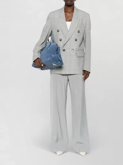 Victoria Beckham Check Wool Double-breasted Tailored Jacket Clothing In Gray