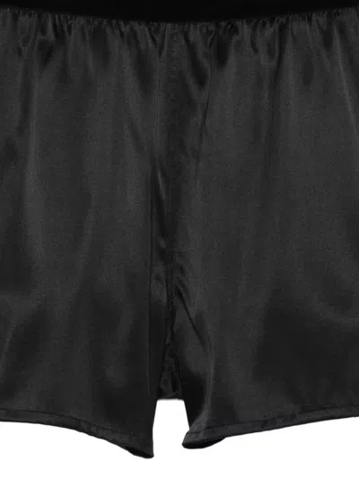 Tom Ford Black Shorts With Elastic Waist With Logo Lettering In Silk Stretch Woman In Black