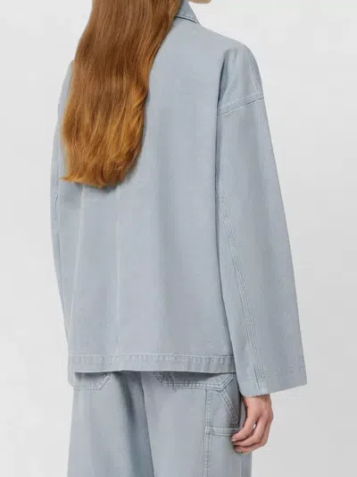 Weekend Max Mara Collared Jacket Chest Pocket Patch Pockets In Blue