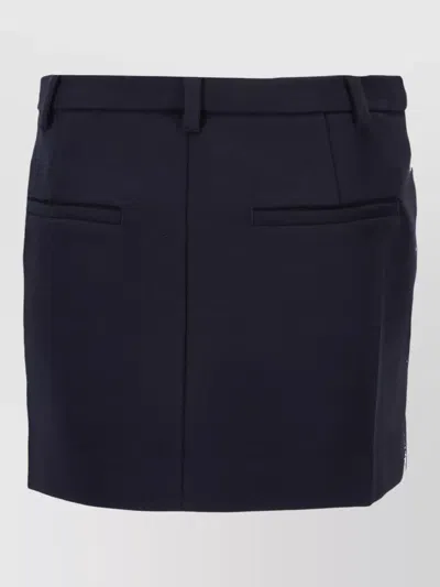 Miu Miu Knit Fabric Skirt Belt Loops Pockets Buttons In Blue