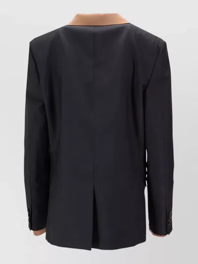 Miu Miu Kid Mohair Jacket Contrasting Collar Buttons In Black