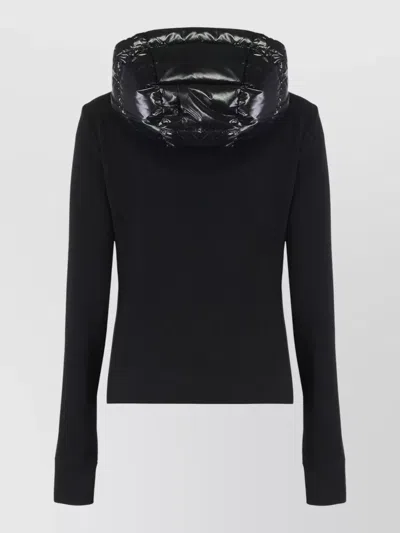 Moncler Grenoble Padded Fleece Hoodie With Zip And Hood In Black