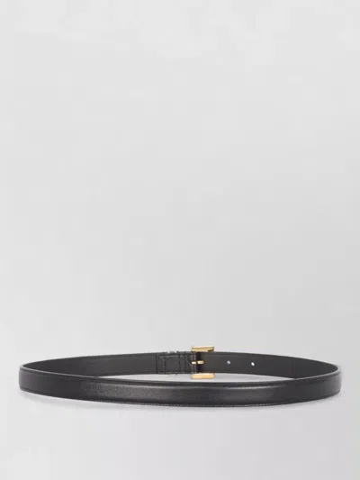 Saint Laurent Cassandre Thin Calfskin Belt Logo In Black