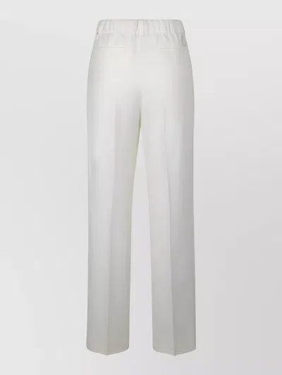 Moncler Tailored Wool Gabardine Trousers Elastic Waist In Neutral