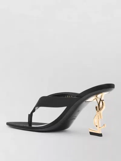 Saint Laurent Satin Thong Sandals Signature Strap Design In Black