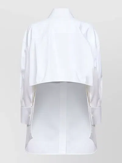 Givenchy Cotton Shirt Asymmetric Hemline Long Sleeves Buttoned Cuffs In White