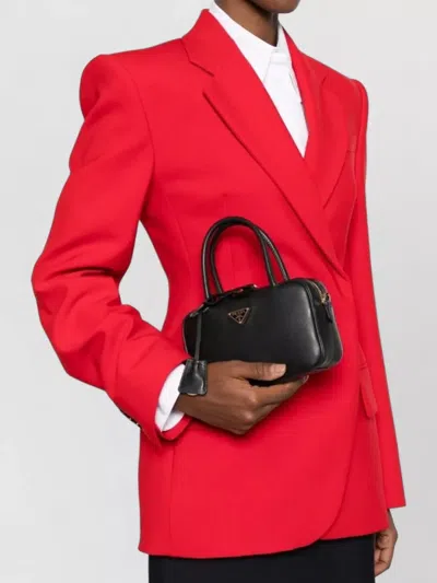 Prada Small Leather Tote Bag Top Handle Strap In Black