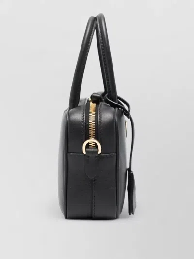 Prada Small Leather Tote Bag Top Handle Strap In Black