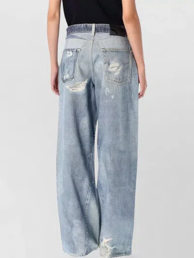 Our Legacy High Waist Boyfriend Jeans With Distressed Finish In Blue