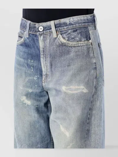 Our Legacy High Waist Boyfriend Jeans With Distressed Finish In Blue