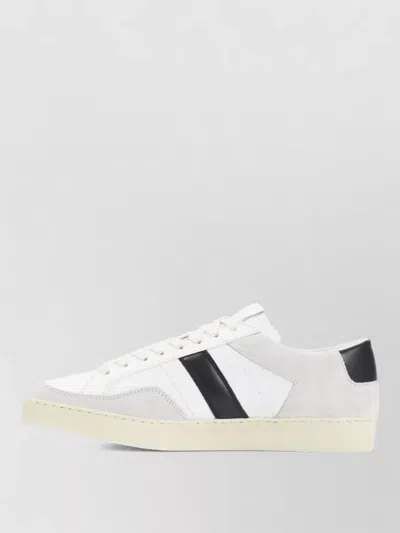 Tom Ford Panelled Suede And Grained Leather Sneakers In White